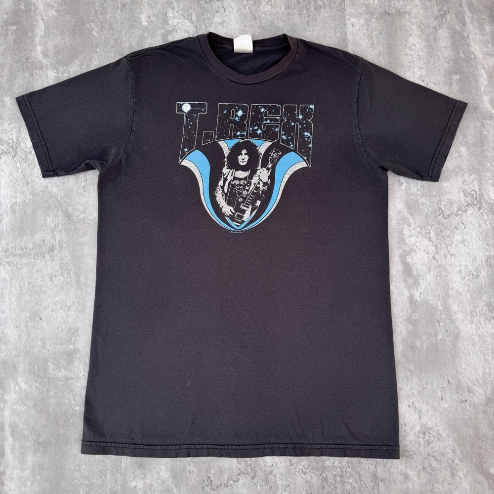 T Rex Marc Bolan T-Shirt Mens L Faded Black Glam Rock Band Graphic Music 2010